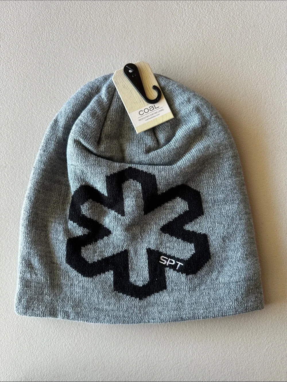 Mens Black Beanie with White Snowflake Logo